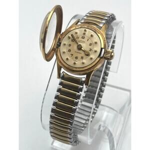 VTG Gotham 17j Automatic Hinged Crystal Cover Watch 35mm Gothamatic Braille Dial